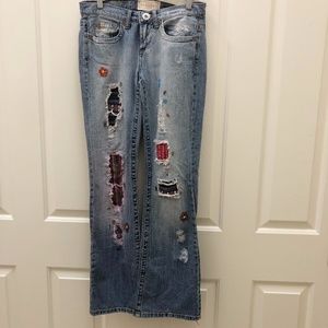 Z. Cavaricci Vintage Boho Patchwork Distressed Jeans with Beading Size 5